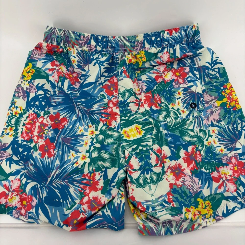 Maamgic Swim Trunks Mens Medium Blue‎ Floral Tropical Excellent Mesh Lined Short
